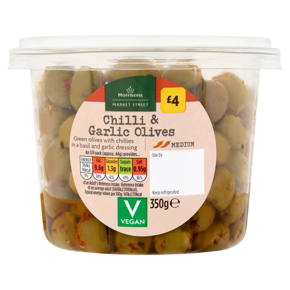 Market Street Deli Chilli & Garlic Olives 350g