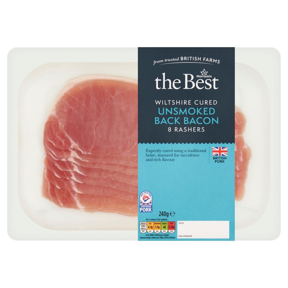 Morrisons The Best Wiltshire Cured 8 Unsmoked Back Bacon 240g