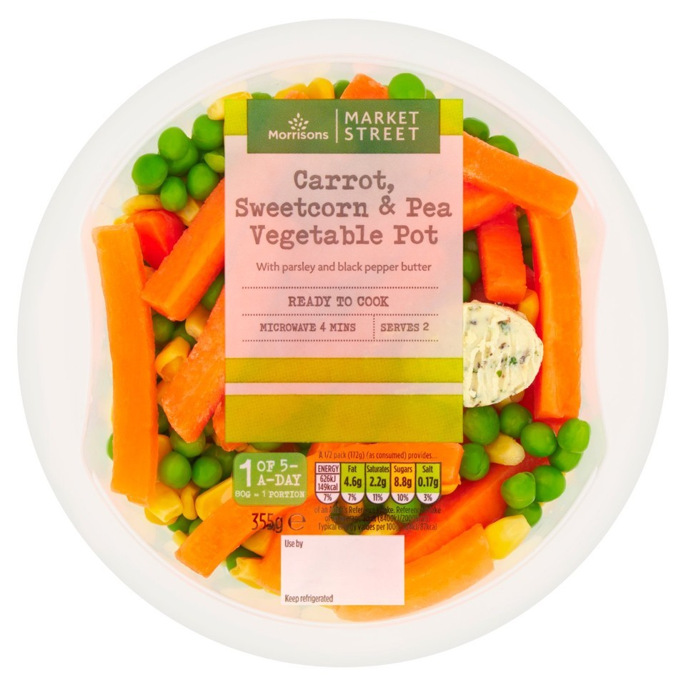 Morrisons Carrot Sweetcorn & Peas Layered Vegetables 355g