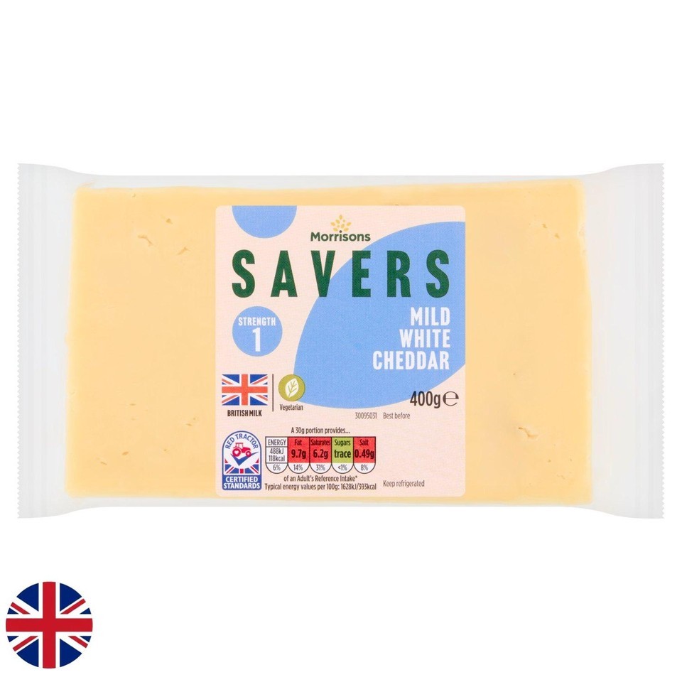 Morrisons British Savers Mild White Cheddar  400g