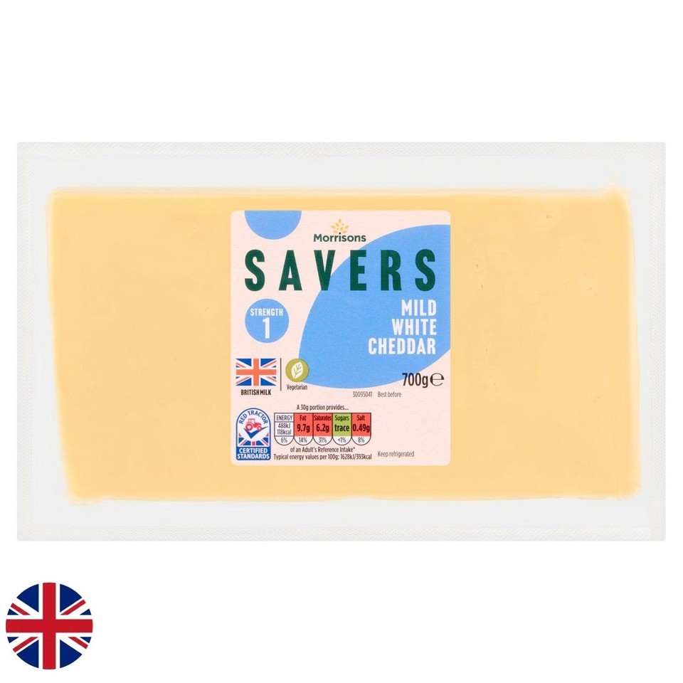 Morrisons British Savers Mild White Cheddar 700g