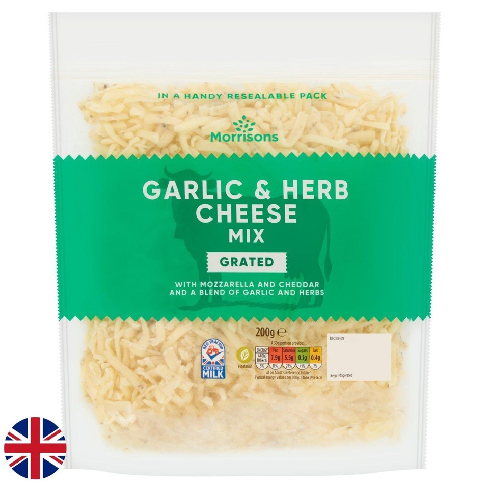 Morrisons British Grated Garlic & Herb Cheese Mix 200g