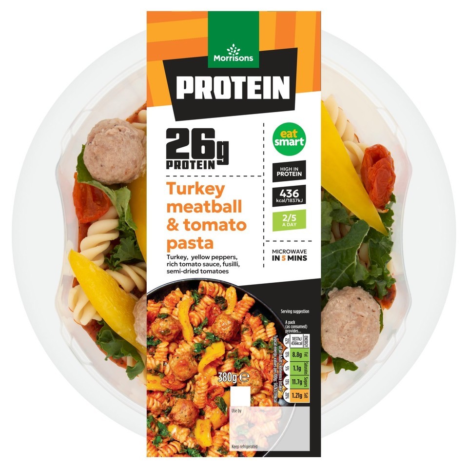 Morrisons Protein Turkey Meatball & Tomato Pasta 380g