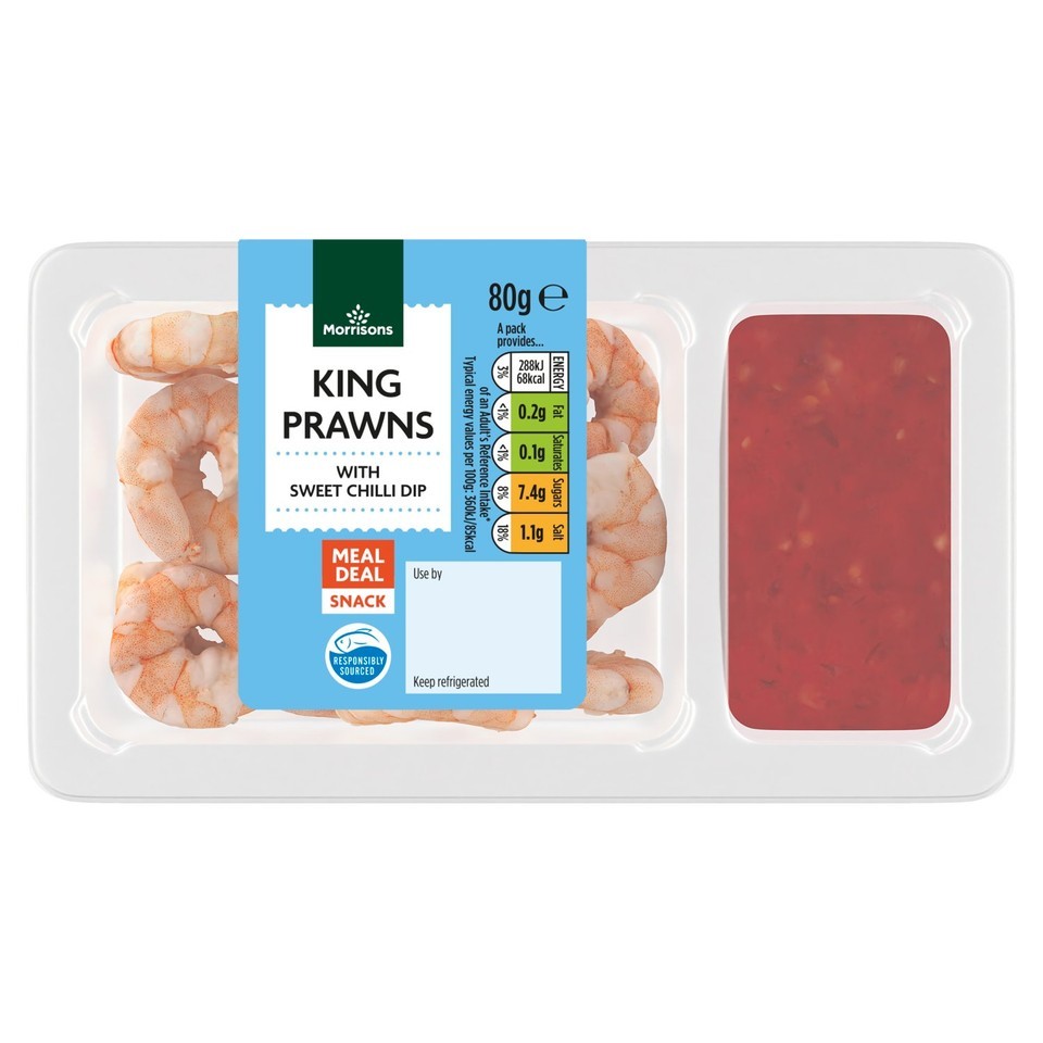 Morrisons King Prawns With A Sweet Chilli Dip 80g