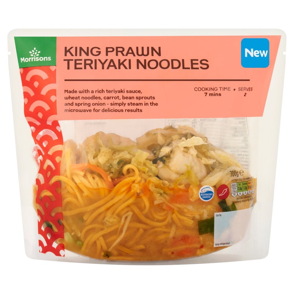 Morrisons King Prawn Teriyaki Noodle Fresh Meal Bag for 2 700g