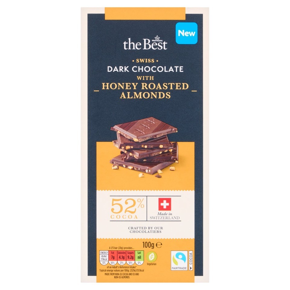 Morrisons The Best Dark Chocolate With Honey Roasted Almonds   100g