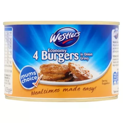 Westlers 4 Economy Burgers in Onion Gravy 425g