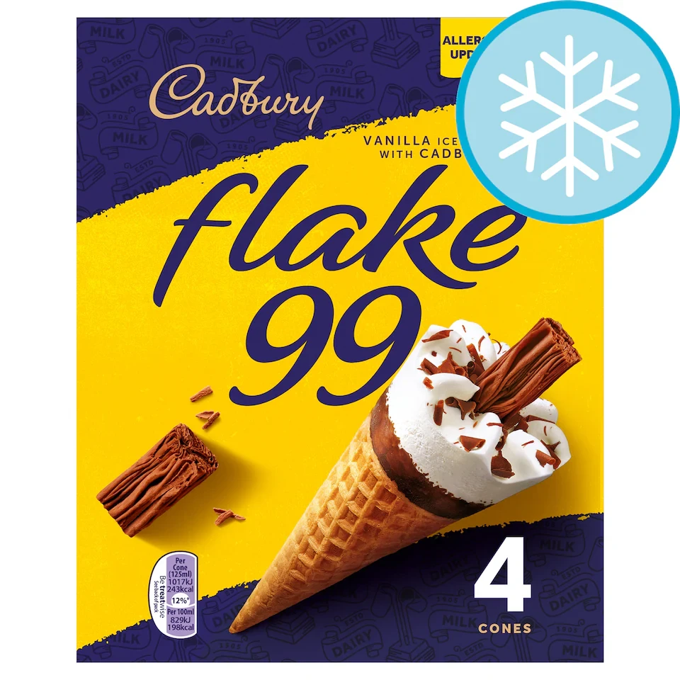 Cadbury Flake 99 Ice Cream Cones 4 X 125Ml