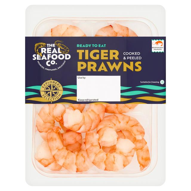The Real Seafood Co. 150g Cooked & Peeled Tiger Prawns
