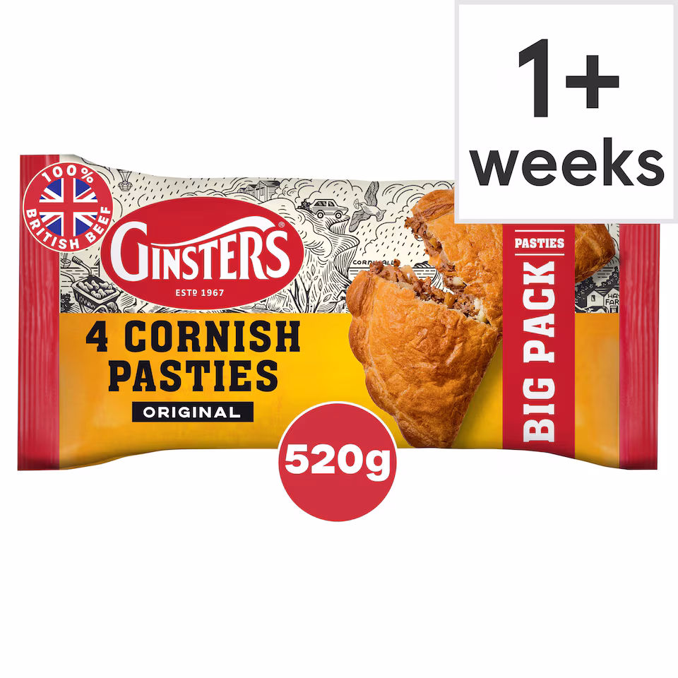 Ginsters 4 Cornish Pasties Original 520g