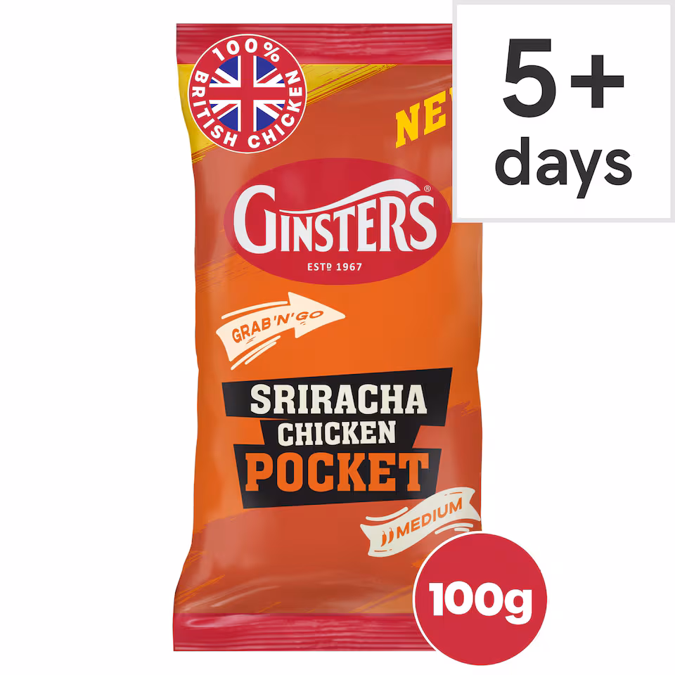 GINSTERS SRIRACHA CHICKEN POCKET 100G
