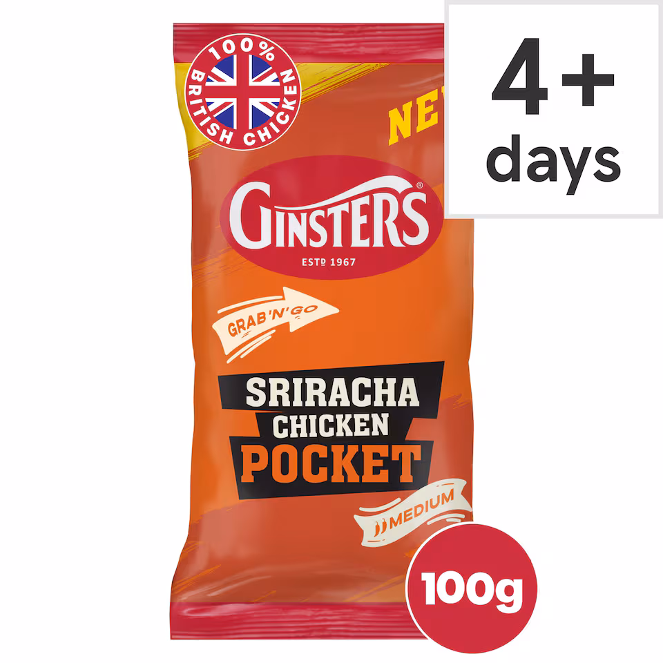 GINSTERS SRIRACHA CHICKEN POCKET 100G