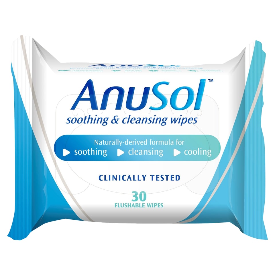 AnuSol Soothing and Cleansing Flushable Wipes 30s