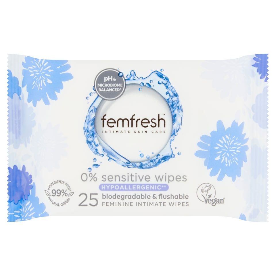Femfresh 0% Sensitive Wipes 25 Pack