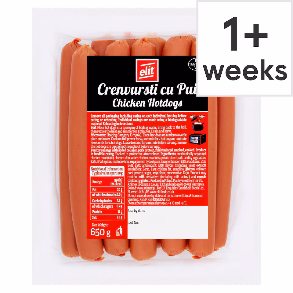 Elit Chicken Hot Dogs 650G