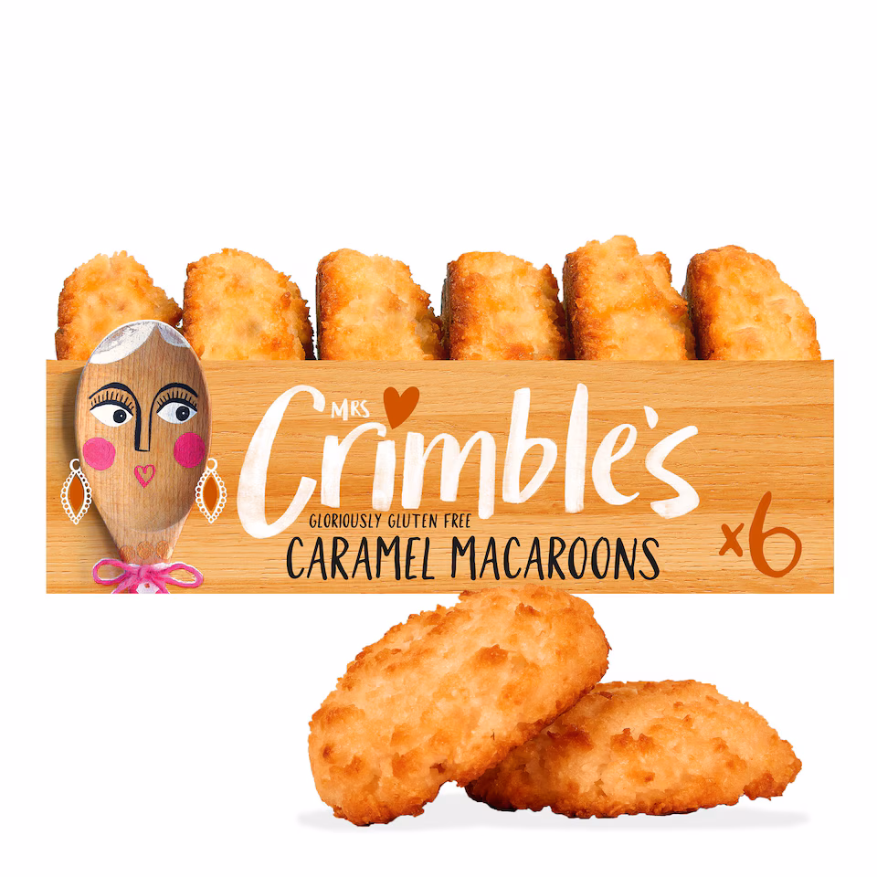 Mrs Crimble's Gluten Free Coconut Macaroons with Caramel Pieces 6 Pack 180g
