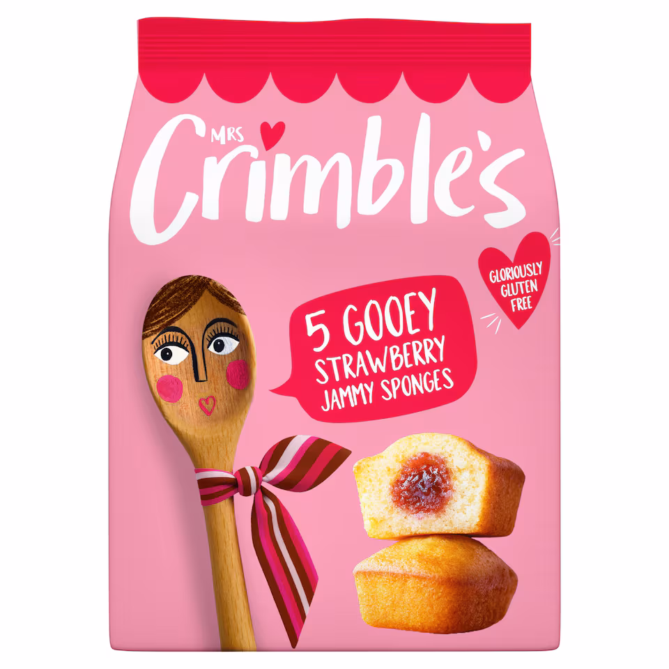 Mrs Crimbles Gluten Free 5 Gloriously Gooey Strawberry Sponge Cakes 175g