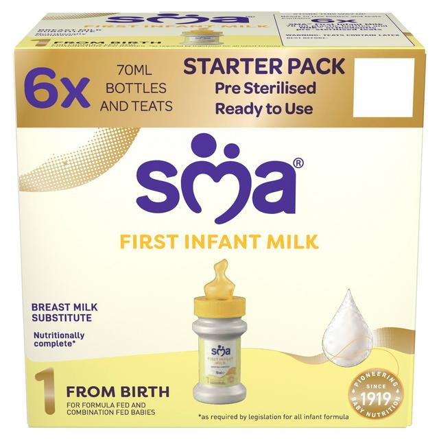 SMA First Infant Baby Milk from Birth 6 x 70ml (420ml)