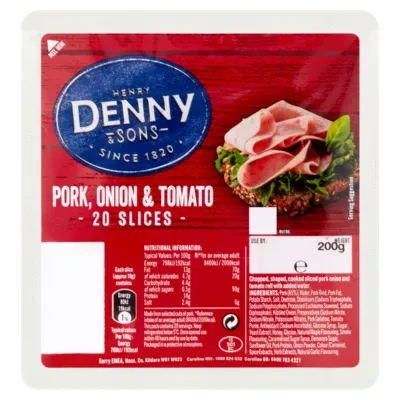 Henry Denny & Sons Pork, Onion & Tomato 20 Slices 200g