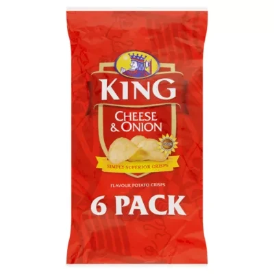 King Cheese & Onion Flavour Potato Crisps 6 x 25g
