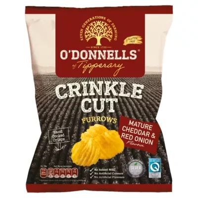 O'Donnells Crinkle Cut Furrows Mature Cheese & Red Onion Flavour 125g