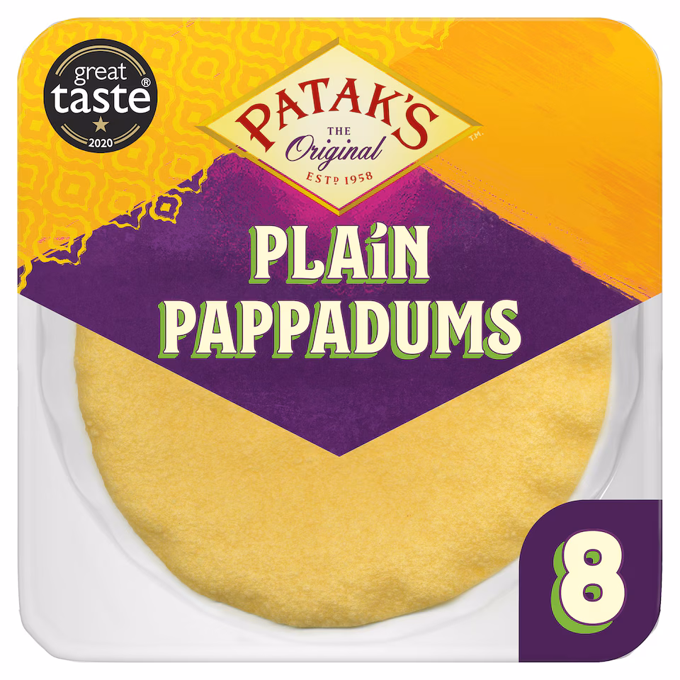 Pataks Ready To Eat Plain Pappadums 8 Pack