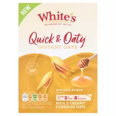 White's Quick & Oaty Instant Oats Golden Syrup Flavour 8 x 30g (240g)