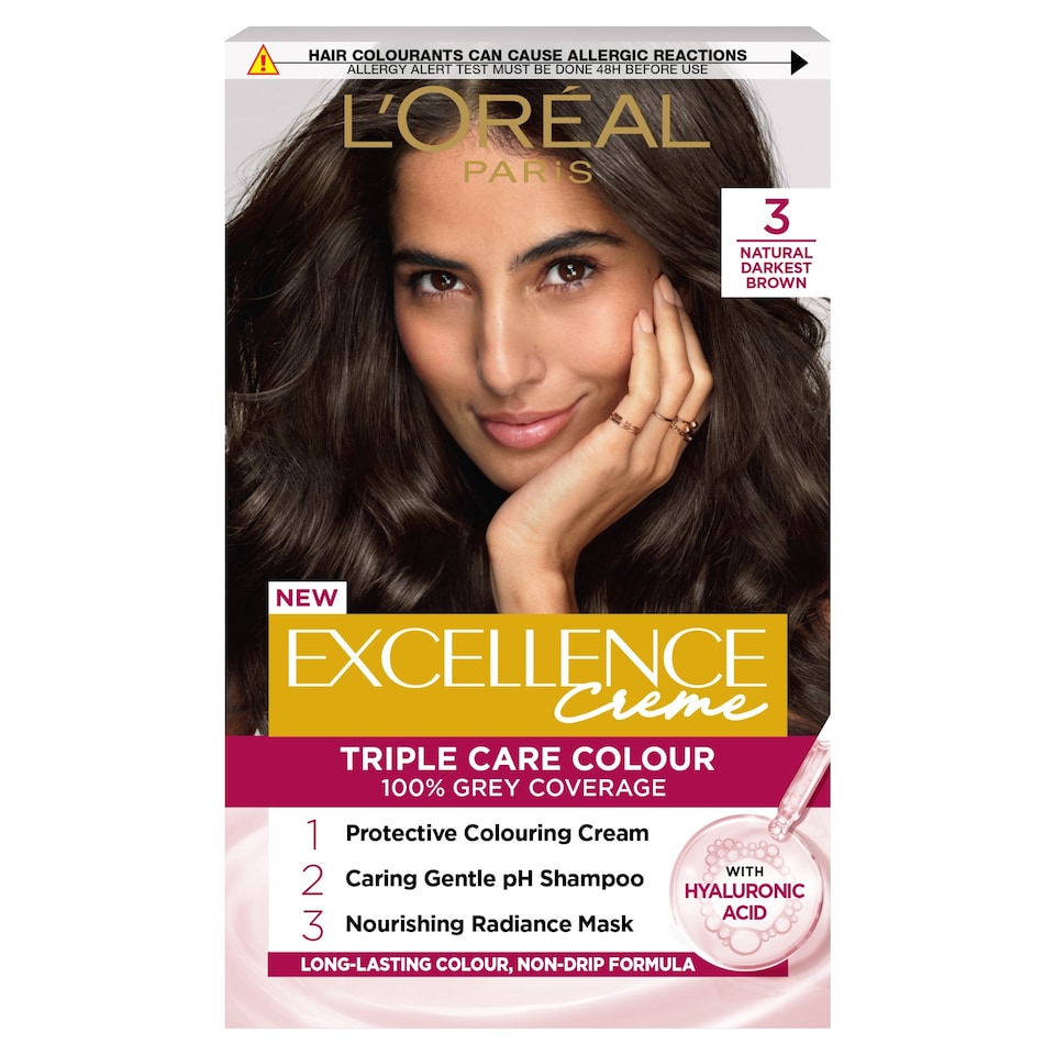 L'Oreal Paris Excellence Creme Permanent Hair Dye - Natural Darkest Brown 3