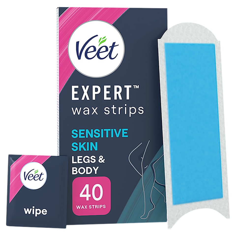 Veet Expert Wax Strips Legs Body Sensitive Hair Removal 40 Pack
