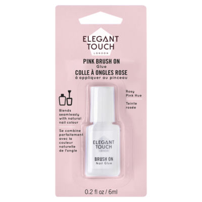 Elegant Touch Pink Brush On Nail Glue 6ml
