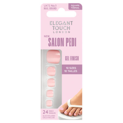 Elegant Touch London Salon Pedi Square Toenail Pink Sorbet 24 Nails