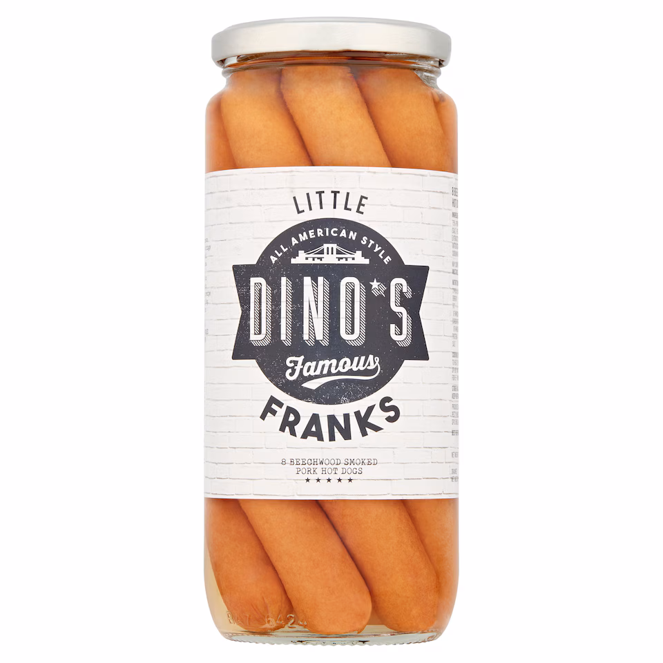 Dino's Little Franks 8 Smoked Pork Hot Dogs 550G