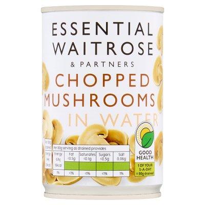 Essential Chopped Mushrooms in Water