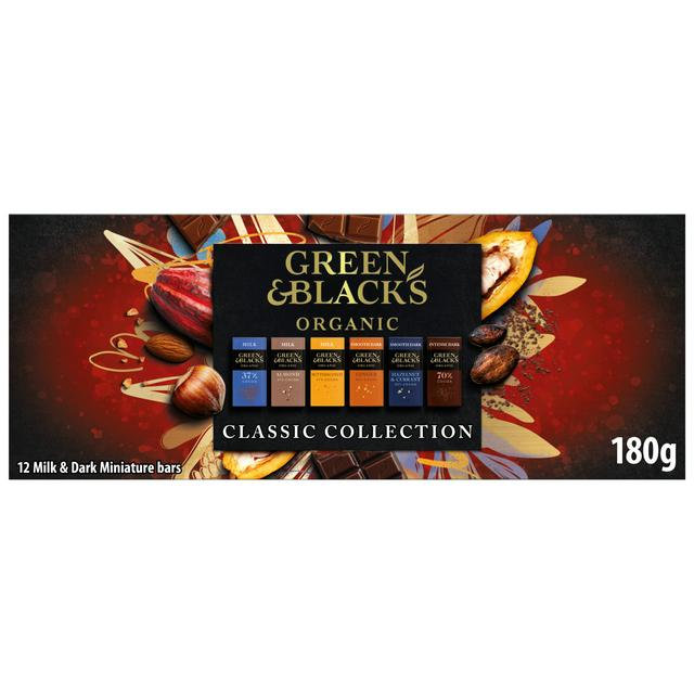 Green & Black's Organic Classic Miniature Dark, Milk & White Chocolate Bar Gifting Collection 180g