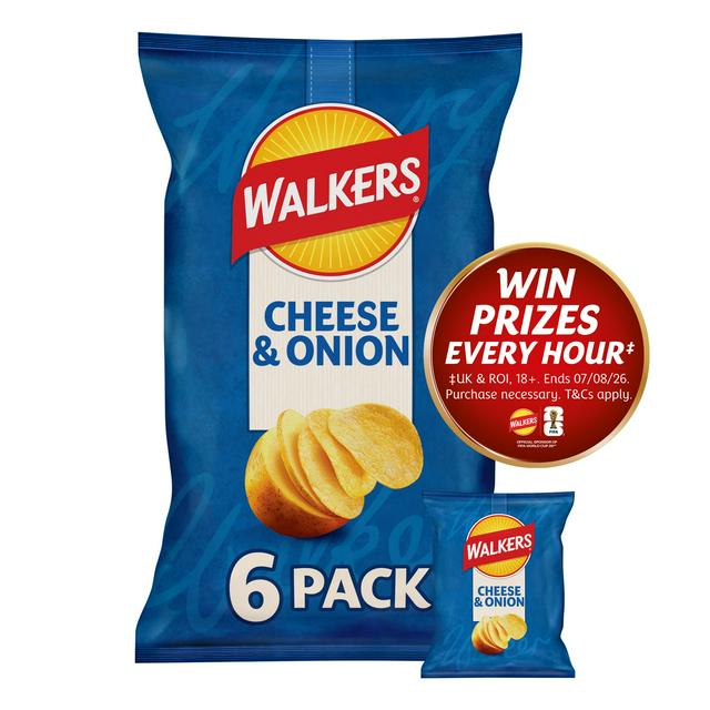 Walkers Cheese & Onion Multipack Crisps 6x25g