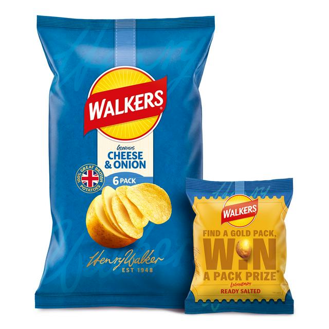 Walkers Cheese & Onion Multipack Crisps 6x25g