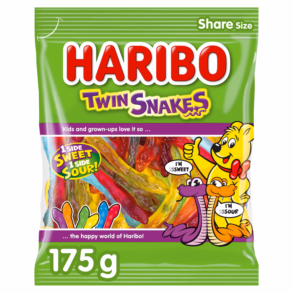 Haribo Twin Snakes Fruit Flavour Gum 175G