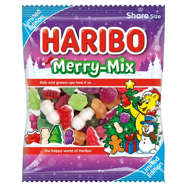 Haribo Merry Mix Fruit, Candyfloss & Marshmallow Flavour Jelly & Foam Sweets Sharing Bag 160g
