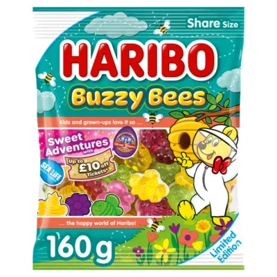 Haribo Buzzy Bees Fruit Flavour Jelly & Foam Sweets Sharing Bag 160g