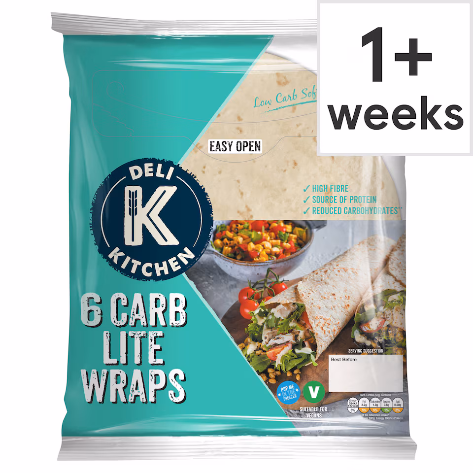 Deli Kitchen Carb Lite Wheat Tortilla Wraps 6 Pack 300g