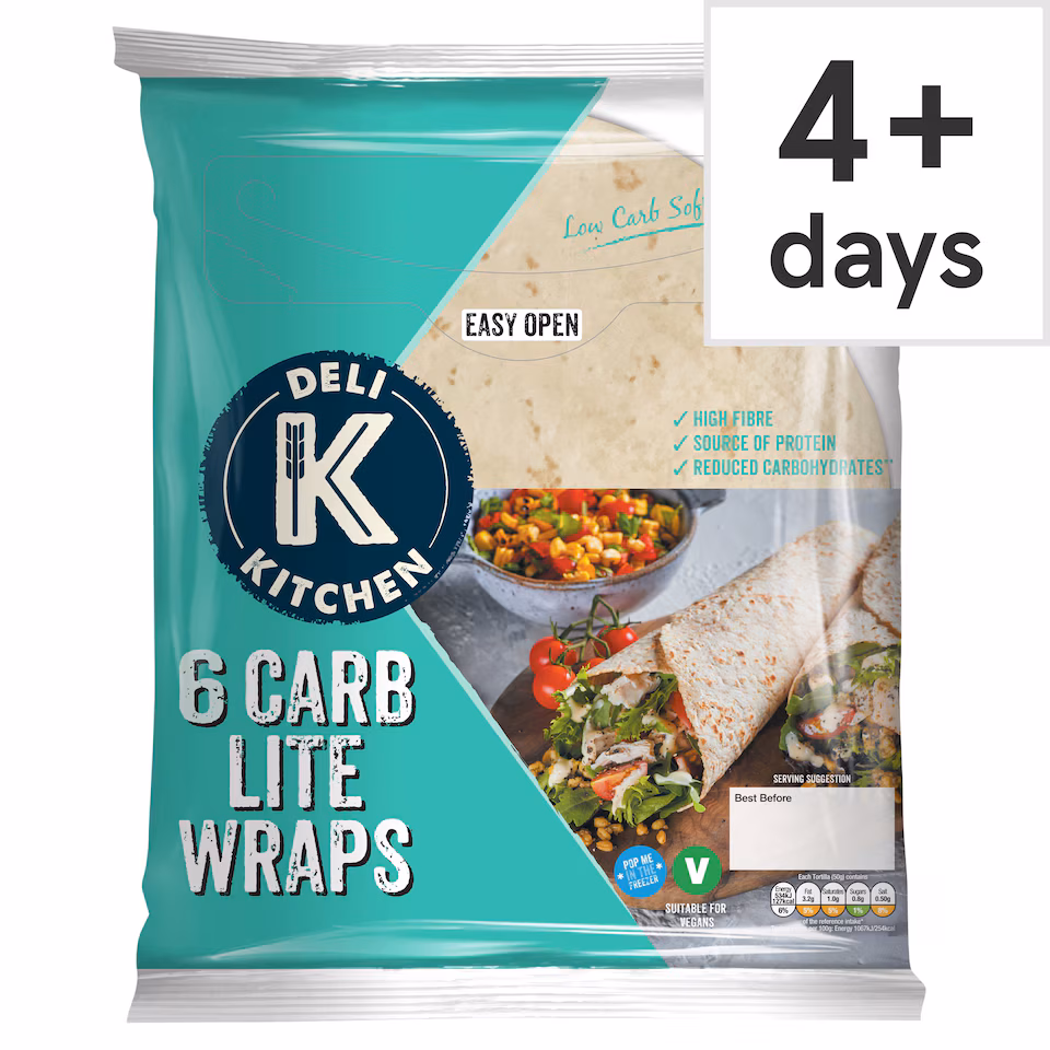 Deli Kitchen Carb Lite Wheat Tortilla Wraps 6 Pack 300g