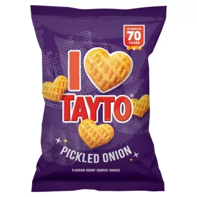 Tayto Pickled Onion Flavour Heart Shaped Snacks 70g