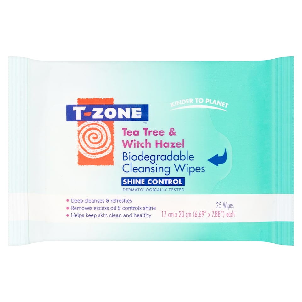 T-Zone Tea Tree & Witch Hazel Shine Control Cleansing Wipes 25