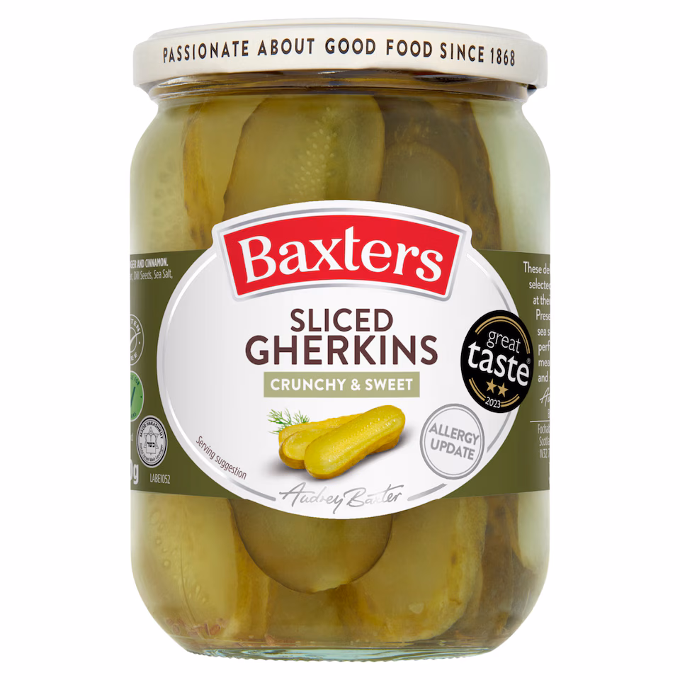 Baxters Sliced Gherkins - Crunchy & Sweet 540g