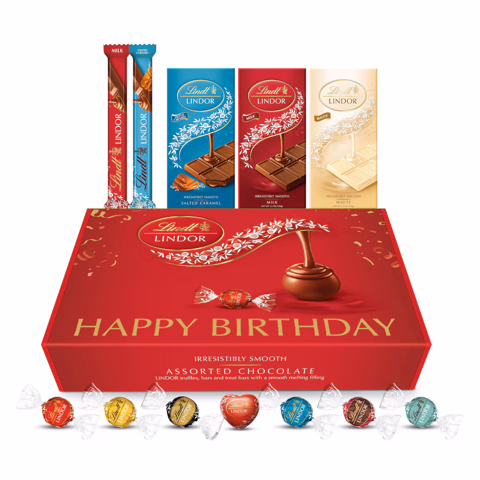 Lindt Lindor Official Happy Birthday Chocolate Gift Hamper Box 926g (42-piece Set)