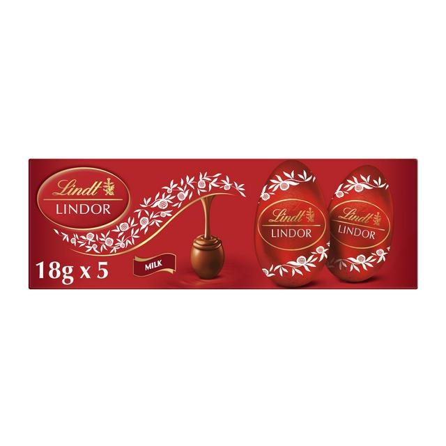 Lindt Lindor 5 x 18g Milk Chocolate Easter Eggs Multipack 90g