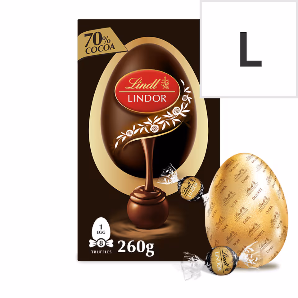 Lindt Lindor Dark Chocolate Egg with 70% Cocoa Truffles 260g