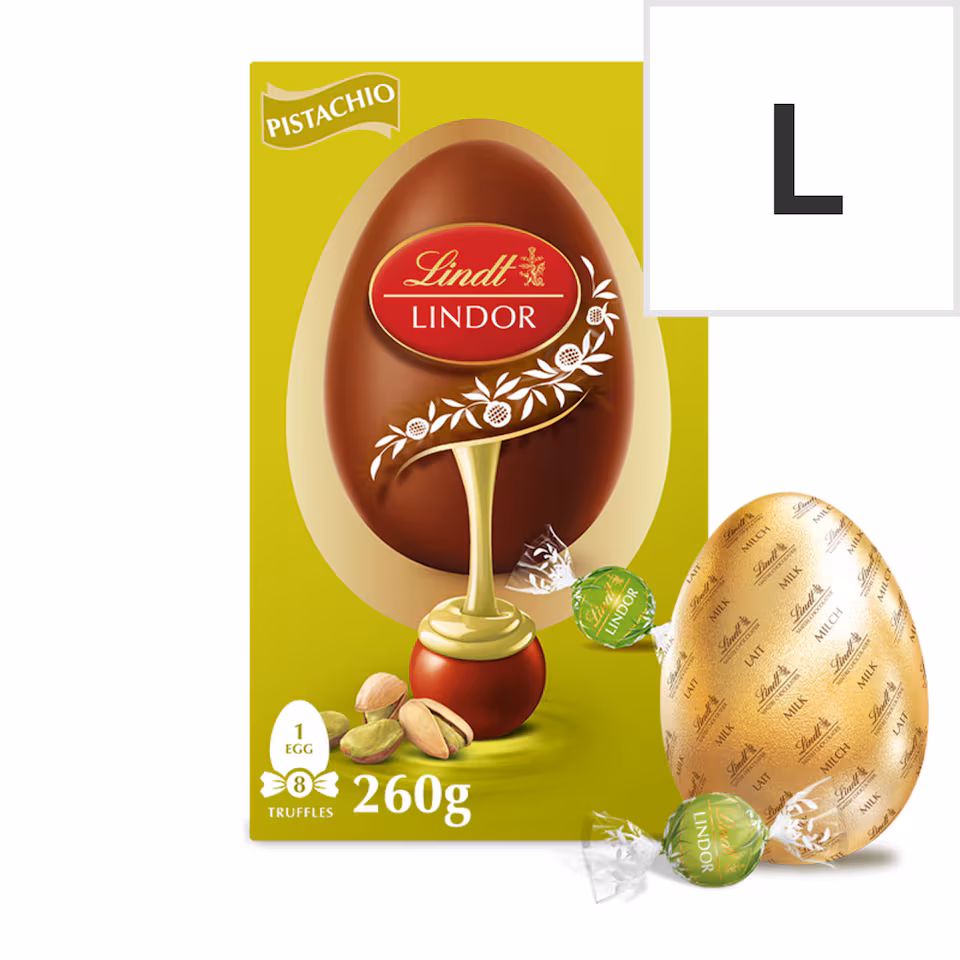 Lindt Lindor Milk Chocolate Egg with Lindor Pistachio Truffles 260g