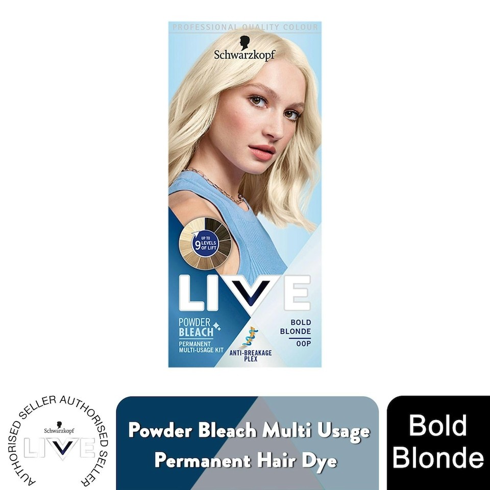 Schwarzkopf LIVE Powder Bleach Multi Usage Permanent Hair Dye, 00P Bold Blonde