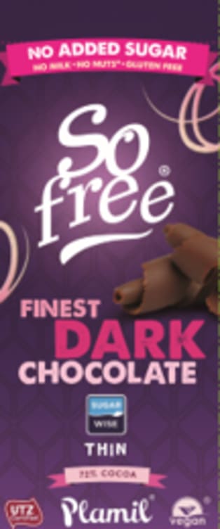 Sofree Sjokolade Mørk 72% u/Melke&Sukker 80g